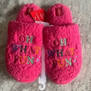 OH WHAT FUN Pink Sherpa Slippers